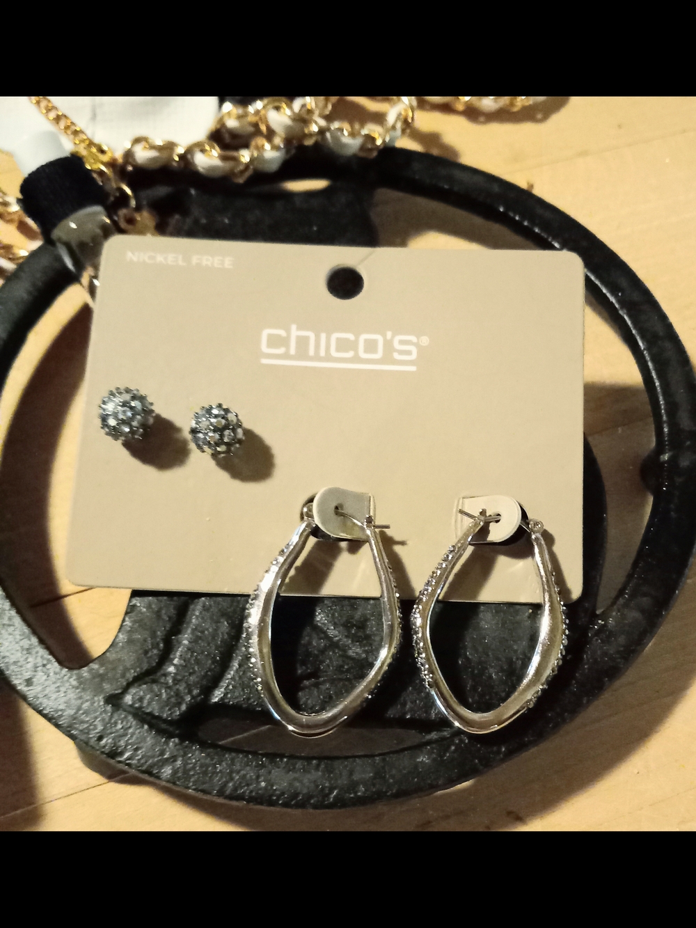 Chico's Silver Hoop and Crystal Pavé Stud Set